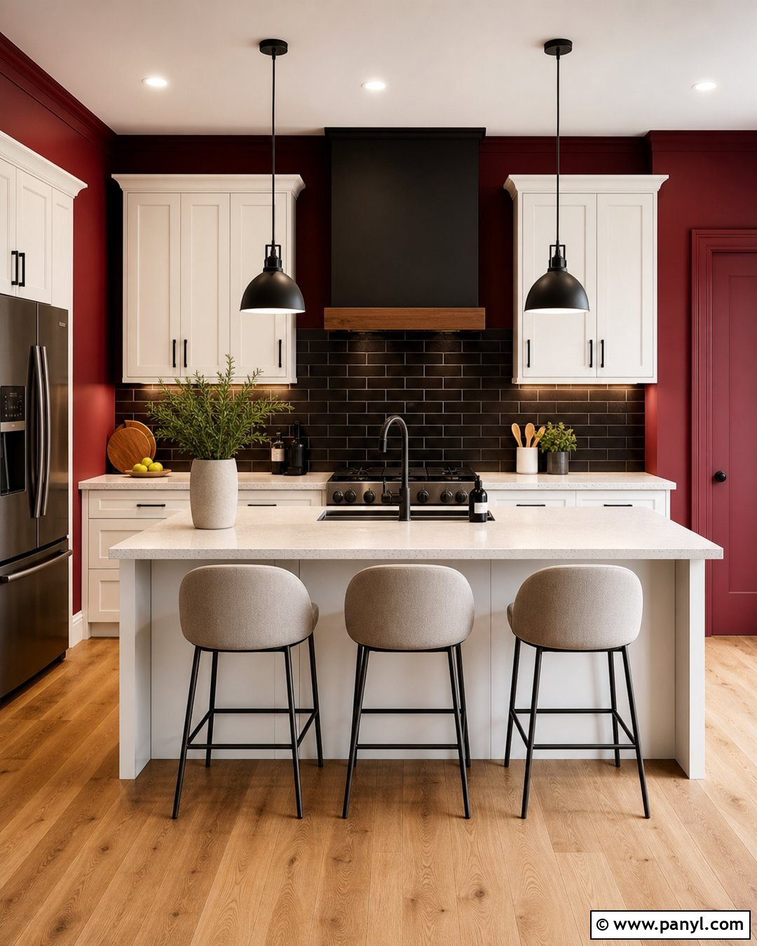Red Kitchen Walls With Black Backsplash - 20 Red Kitchen Wall Color Ideas