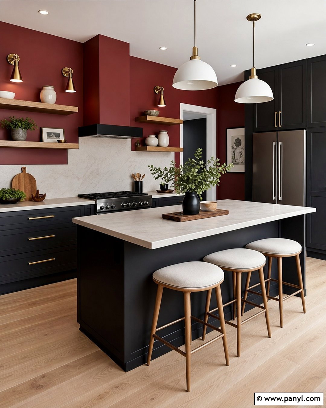 Red Kitchen Walls With Black Cabinets - 35 red kitchen walls