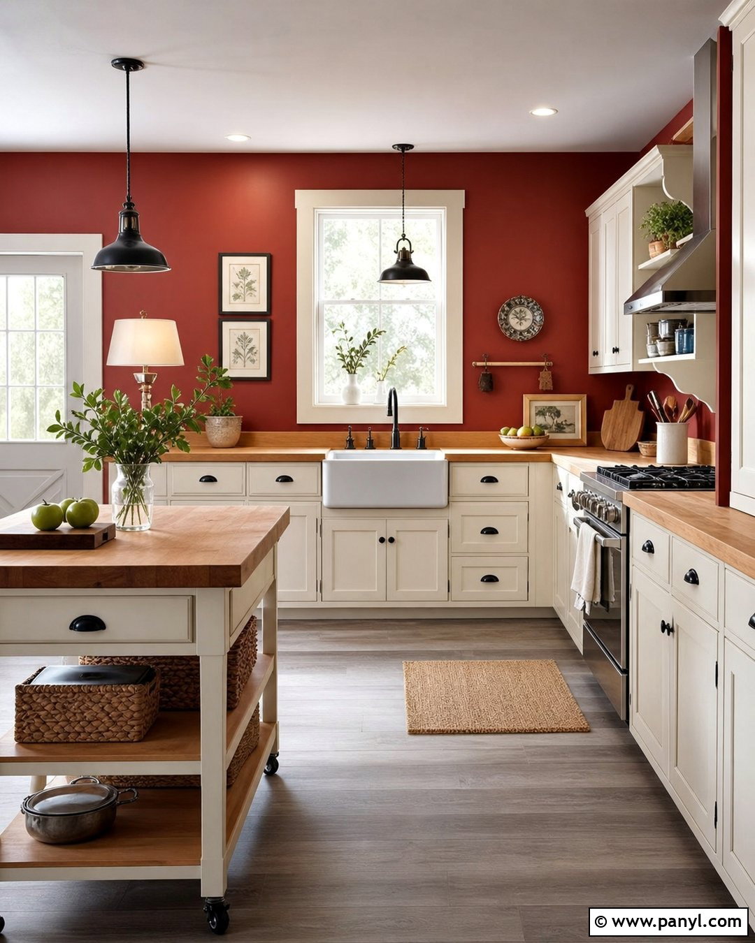 Red Kitchen Walls With Butcher Block Counters - 35 red kitchen walls