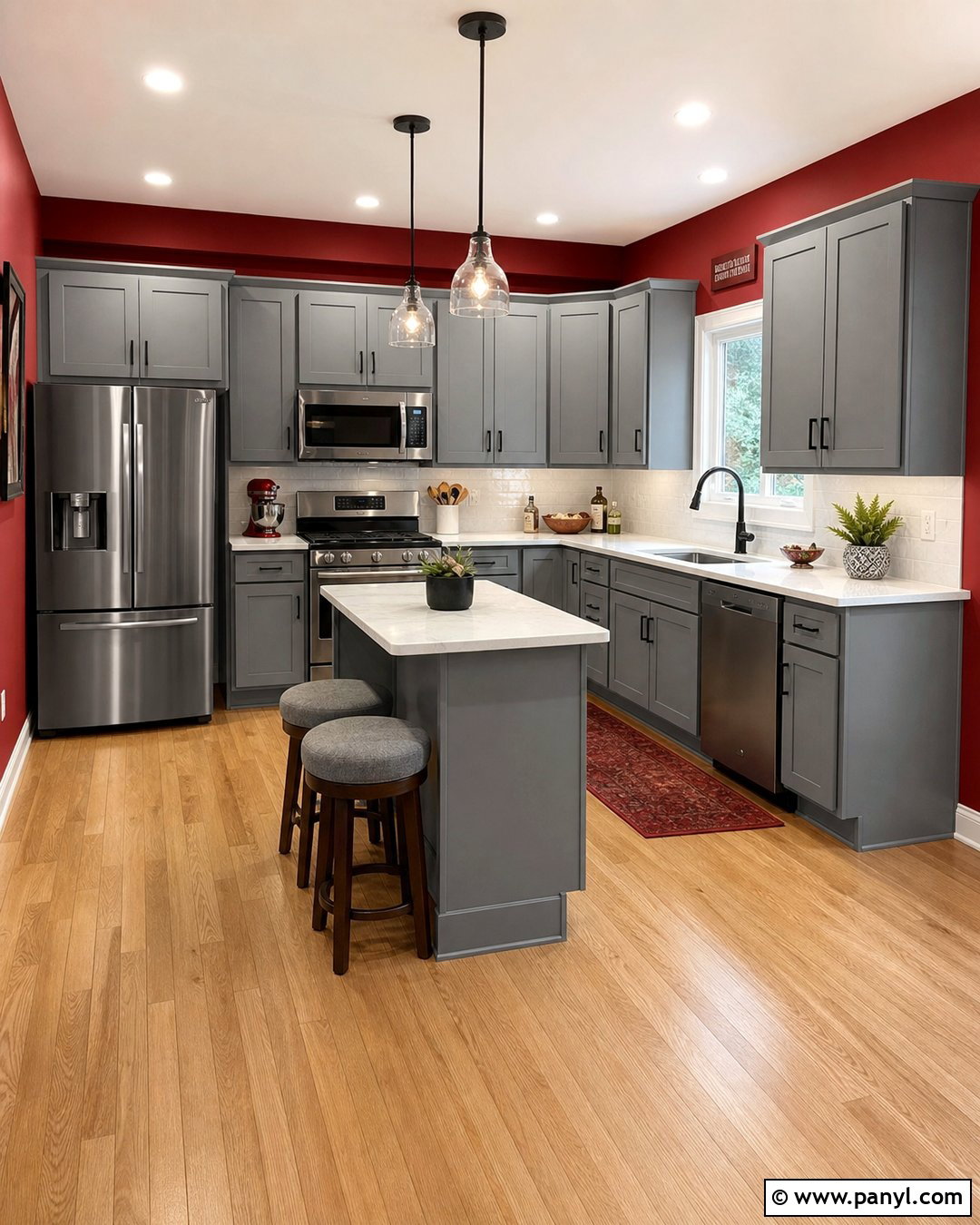 Red Kitchen Walls With Gray Cabinets - 35 red kitchen walls