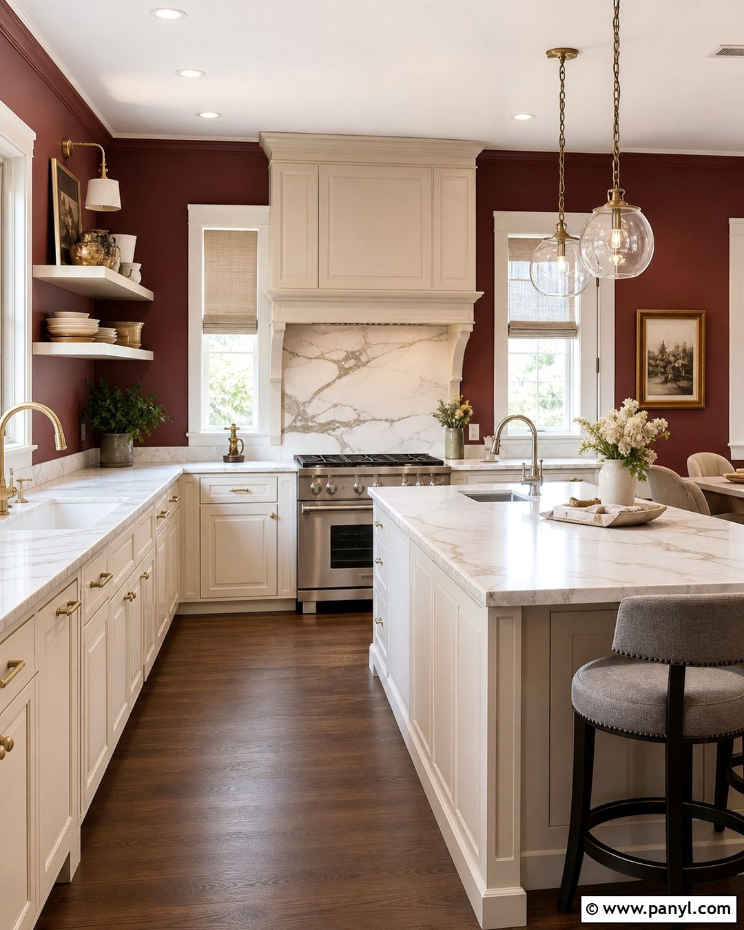 Red Kitchen Walls With Marble Countertops - 20 Red Kitchen Wall Color Ideas