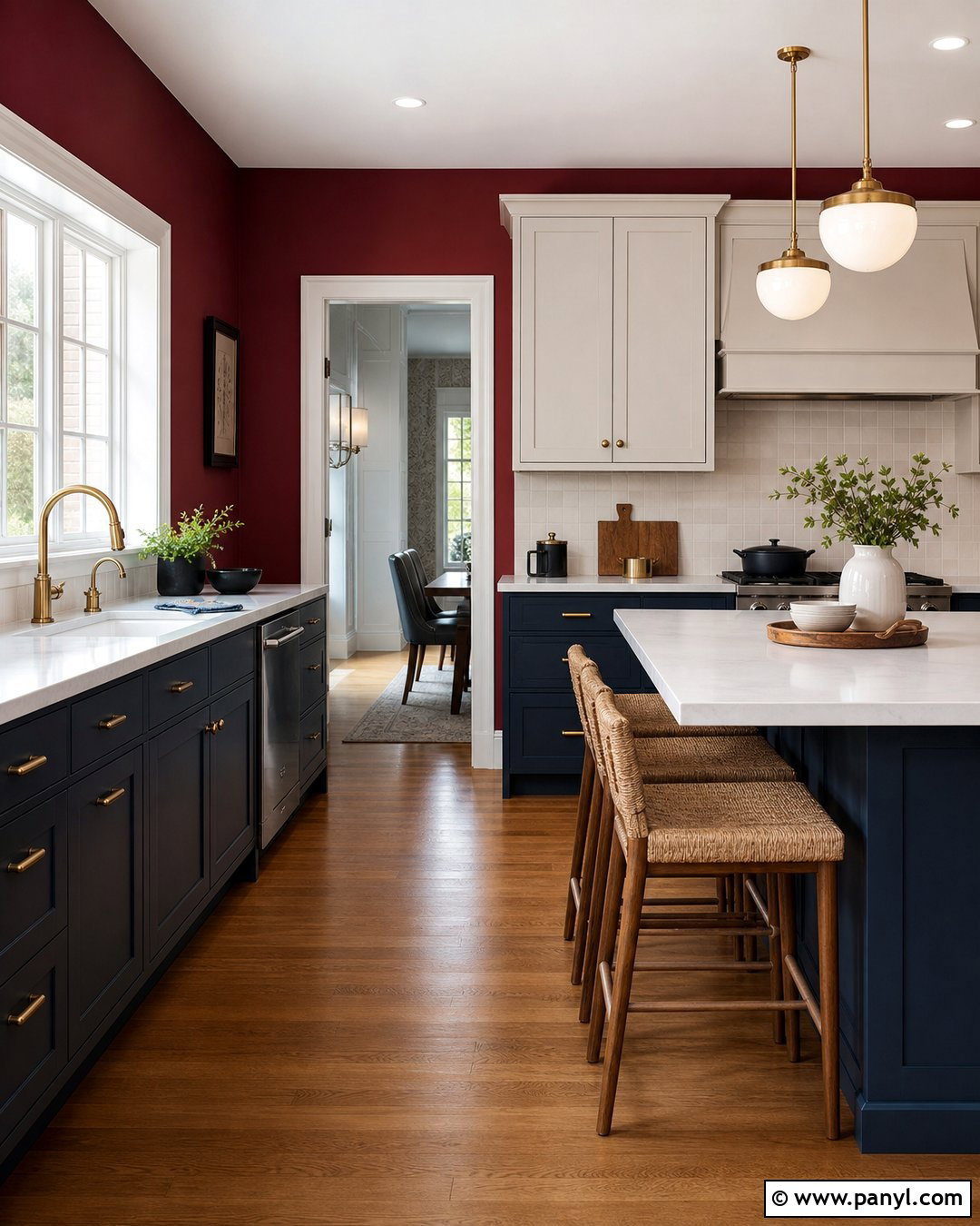 Red Kitchen Walls With Navy Cabinets - 35 red kitchen walls