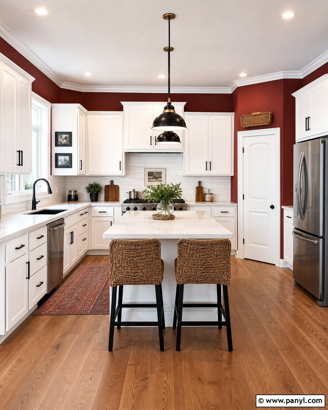 Red Kitchen Walls With White Cabinets - 35 red kitchen walls