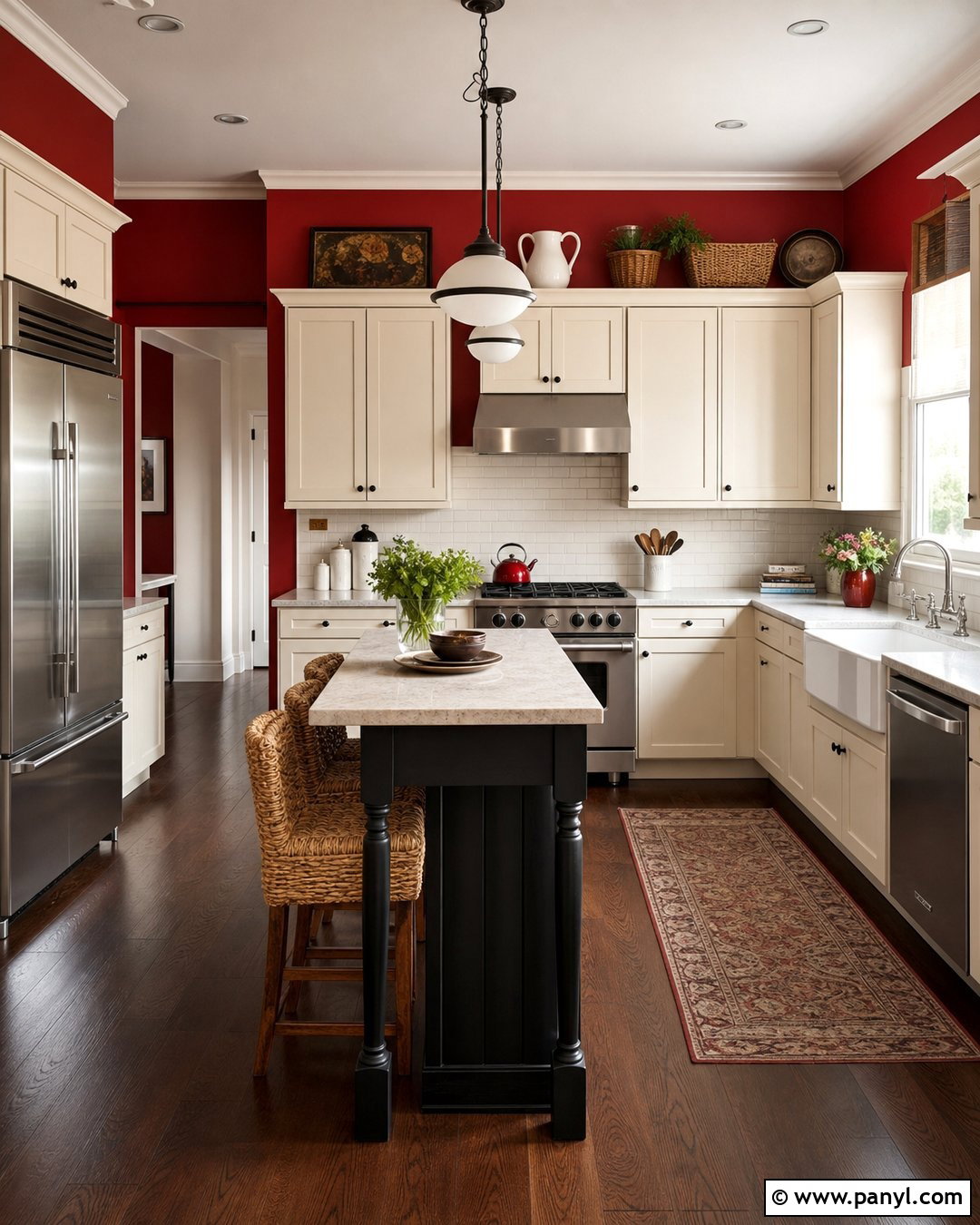 Red Kitchen Walls With White Subway Tile - 35 red kitchen walls