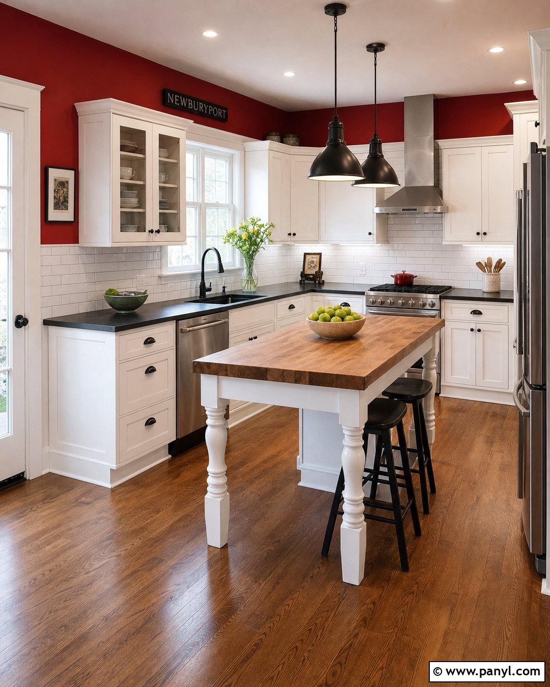 Red Kitchen Walls With White Subway Tile - 20 Red Kitchen Wall Color Ideas