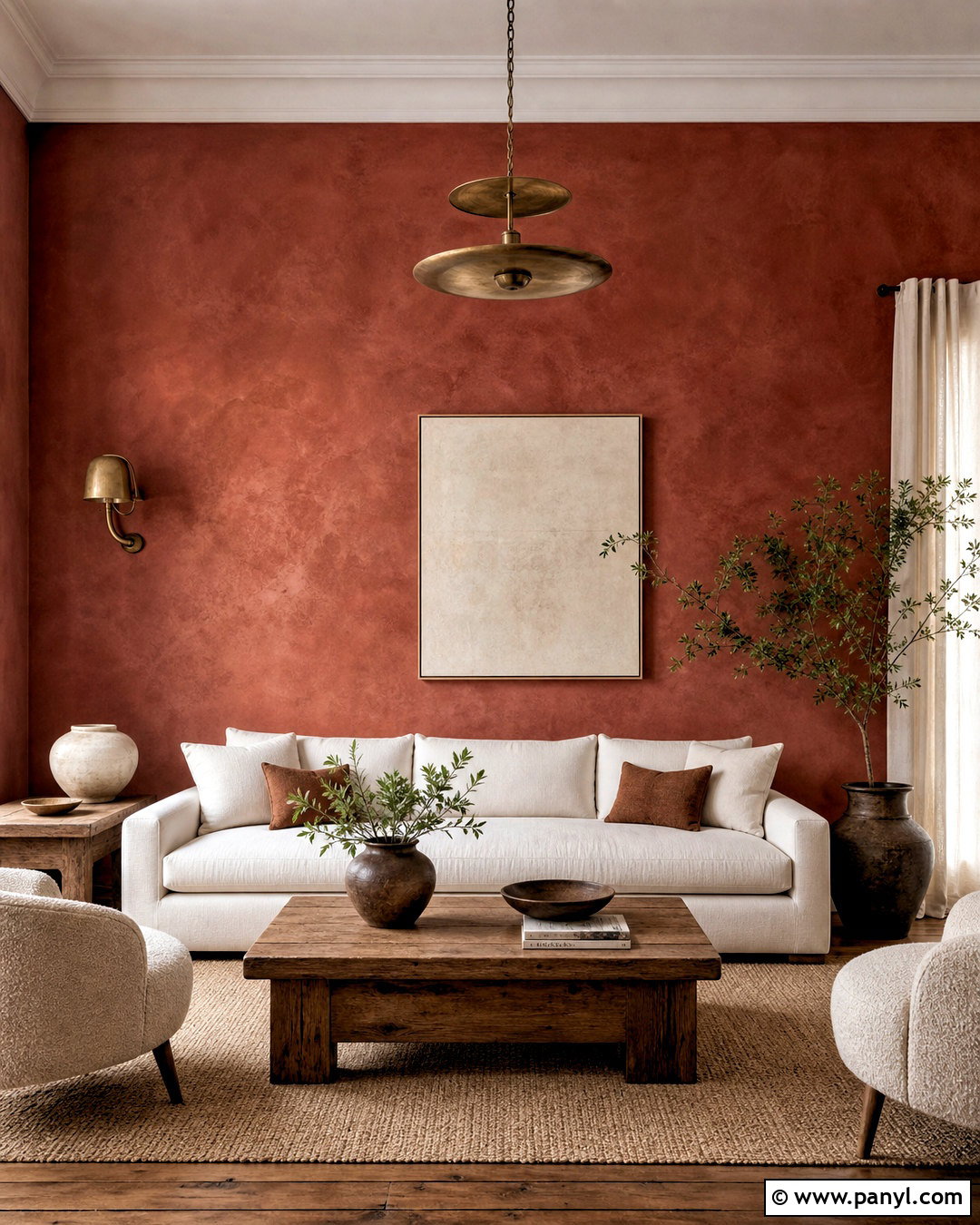 Red Limewash Accent Wall - 20 red accent wall living room ideas