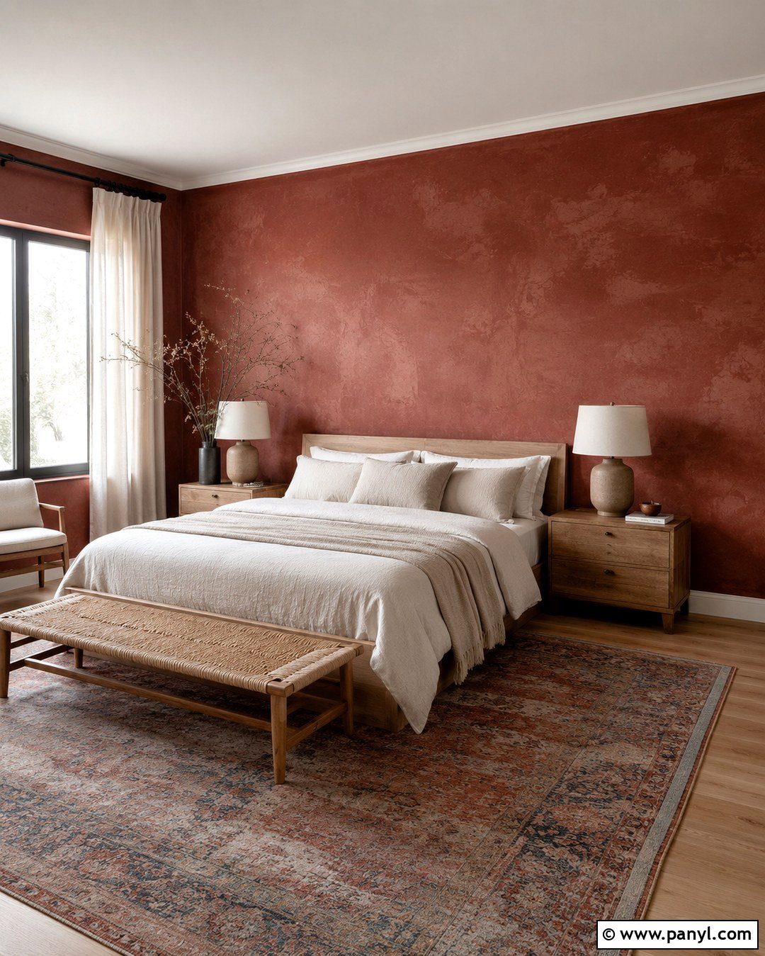 Red Limewash Bedroom Wall - 20 Vibrant Red Wall Color Ideas