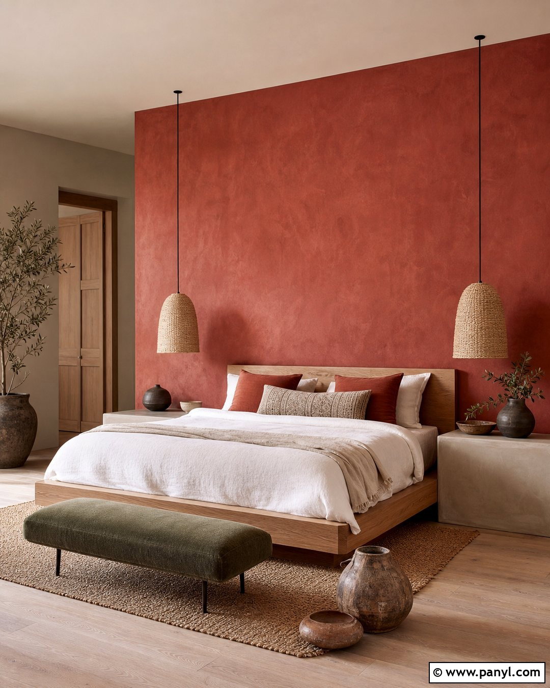 Red Limewash Bedroom Wall - 20 Red Wall Transformation Ideas
