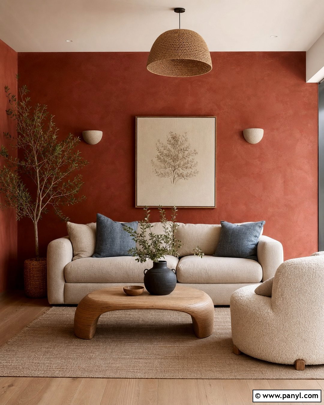Red Limewash Feature Wall Living Room - 35 red feature wall ideas
