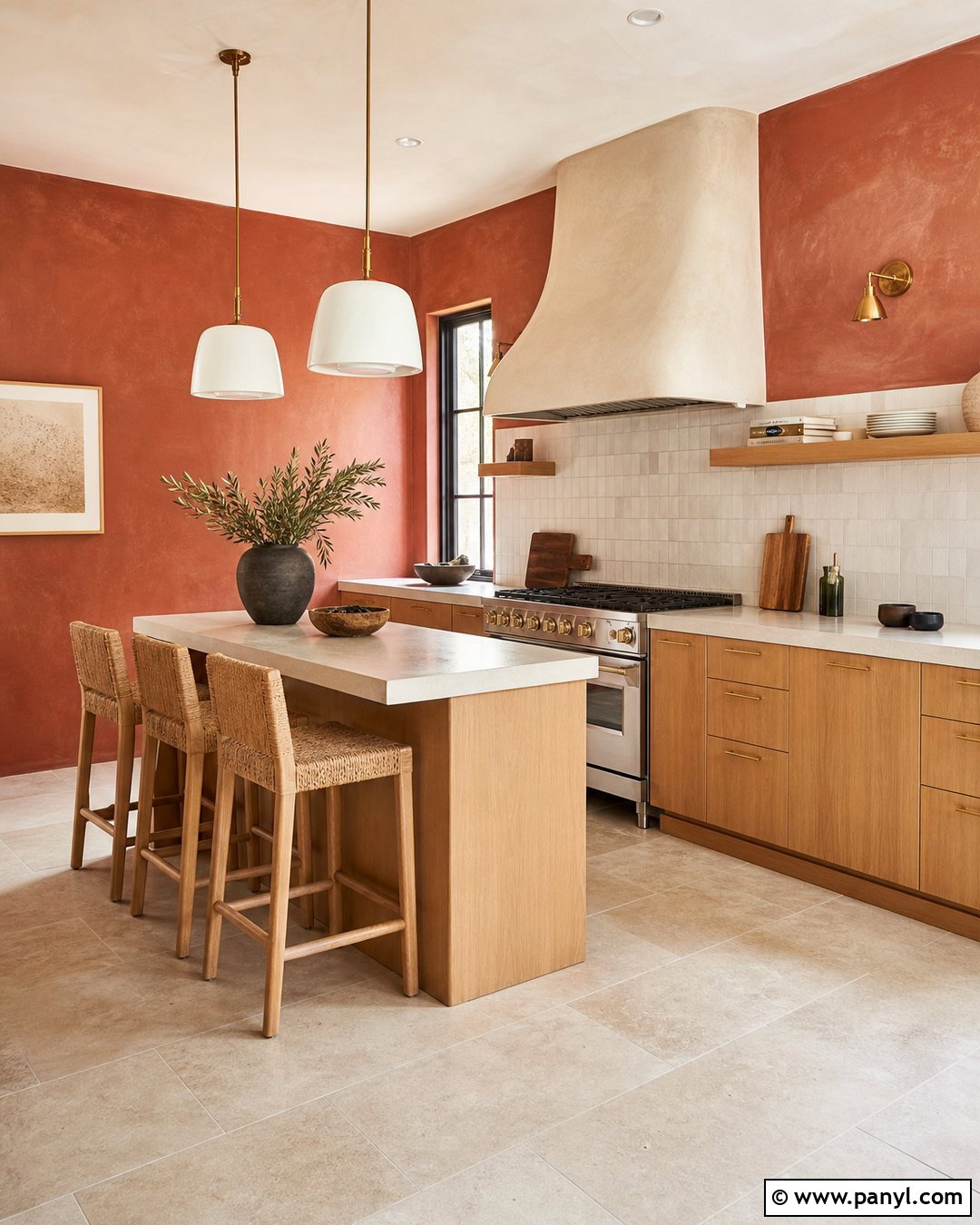 Red Limewash Kitchen Walls - 35 red kitchen walls