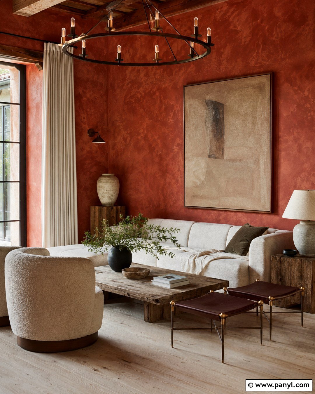 Red Limewash Living Room Wall - 20 Red Wall Paint Ideas