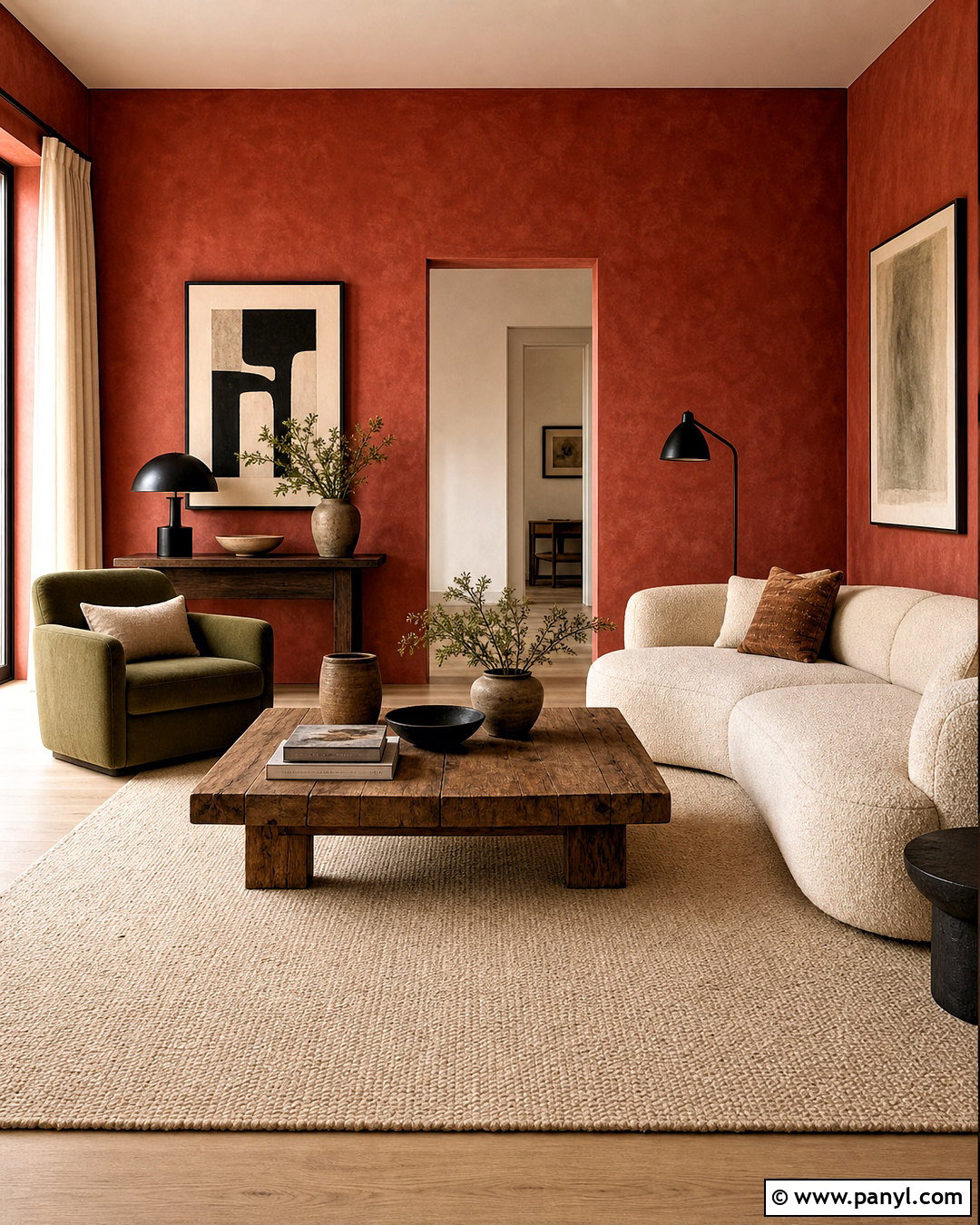 Red Limewash Living Room Walls - 20 red wall painting ideas