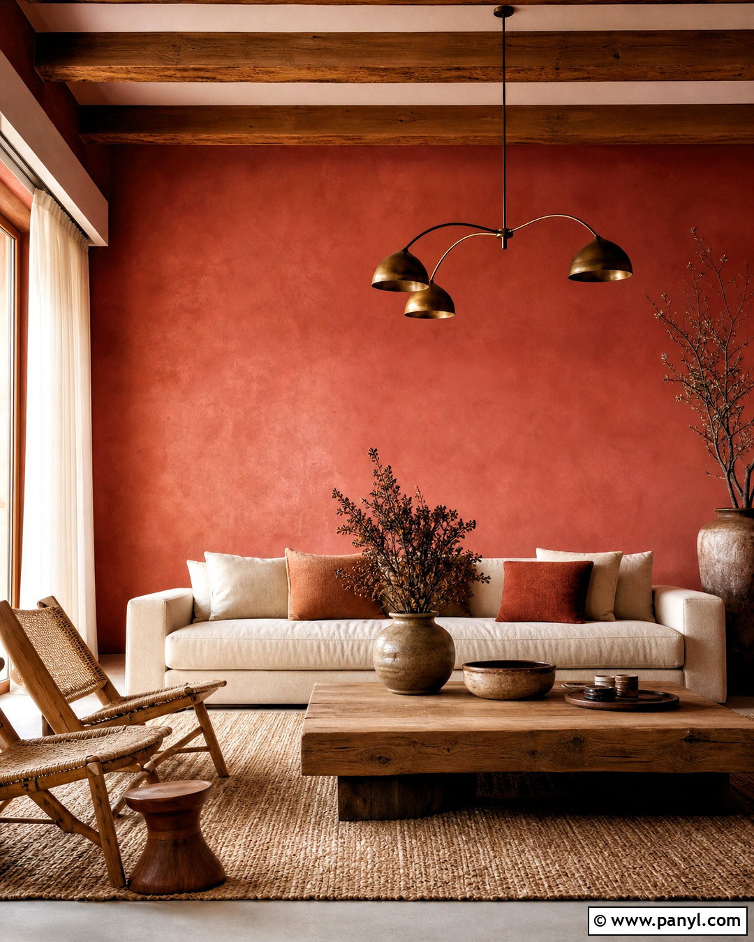 Red Limewash Wall With Natural Textures - 20 red wall background ideas