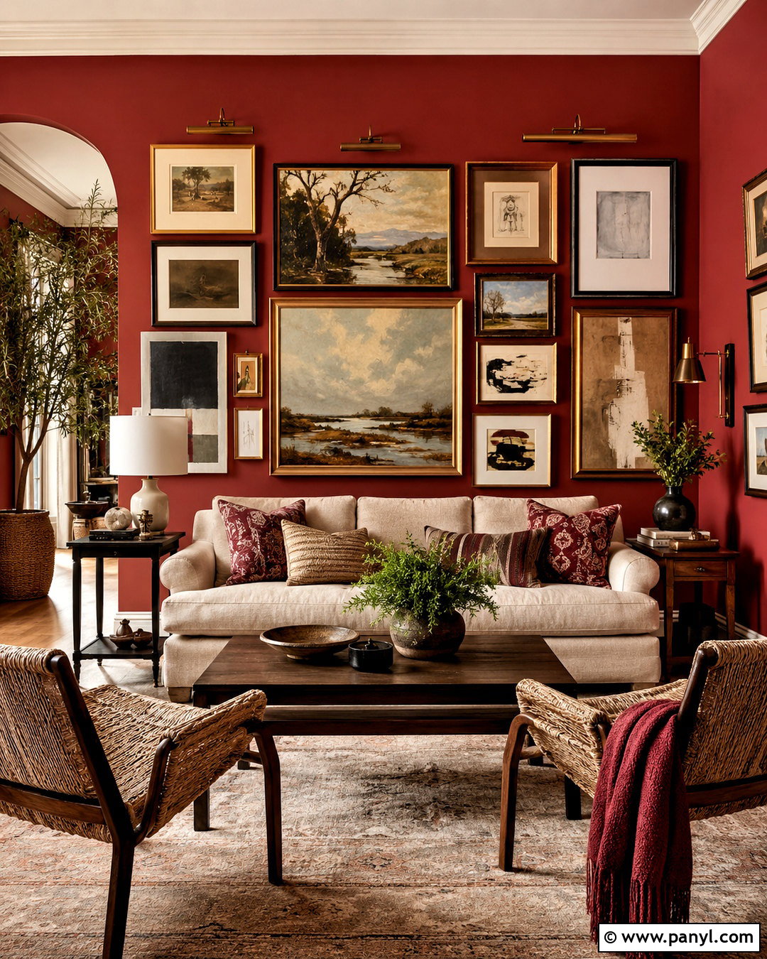 Red Living Room Gallery Wall - 20 living room red walls