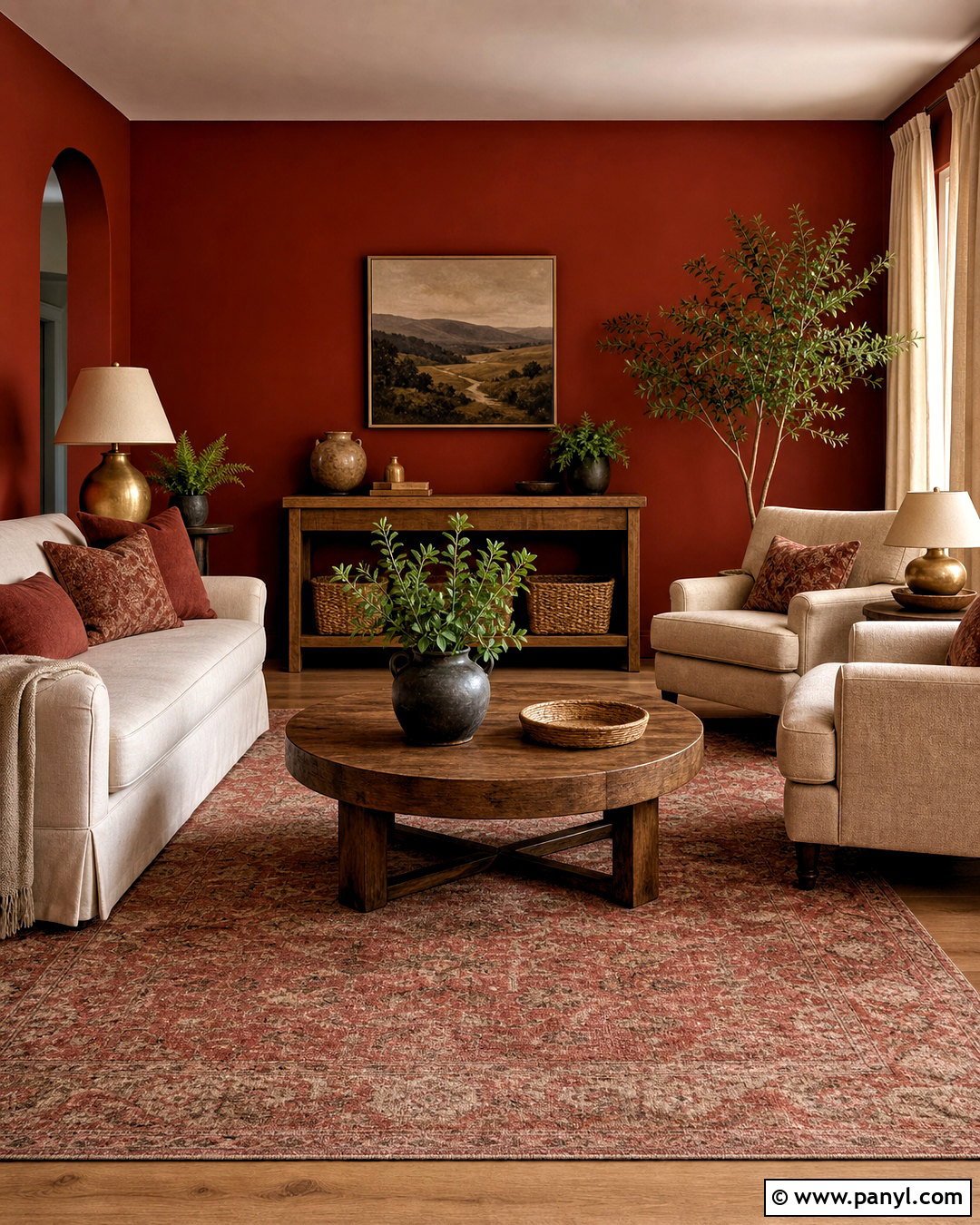 Red Living Room With Cream Furniture - 20 red house interior ideas