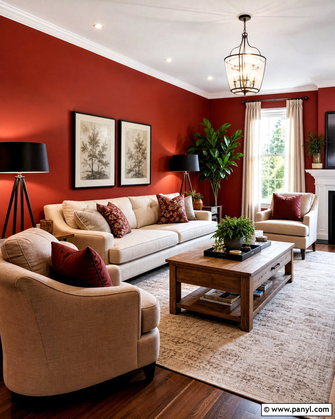 Red Living Room With Neutral Furniture - 20 red home ideas