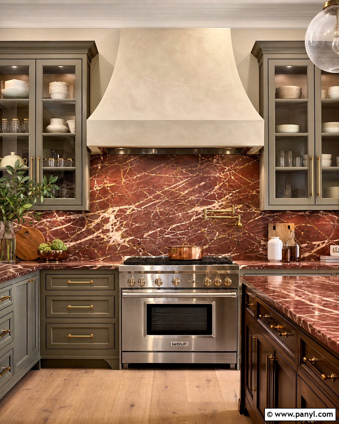Red Marble Slab Backsplash - 20 red backsplash kitchen ideas
