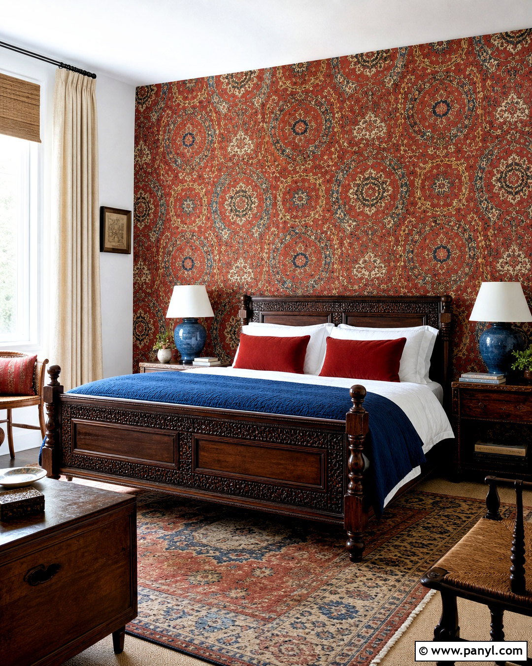 Red Medallion Wallpaper Bedroom - 20 red wallpaper pattern ideas