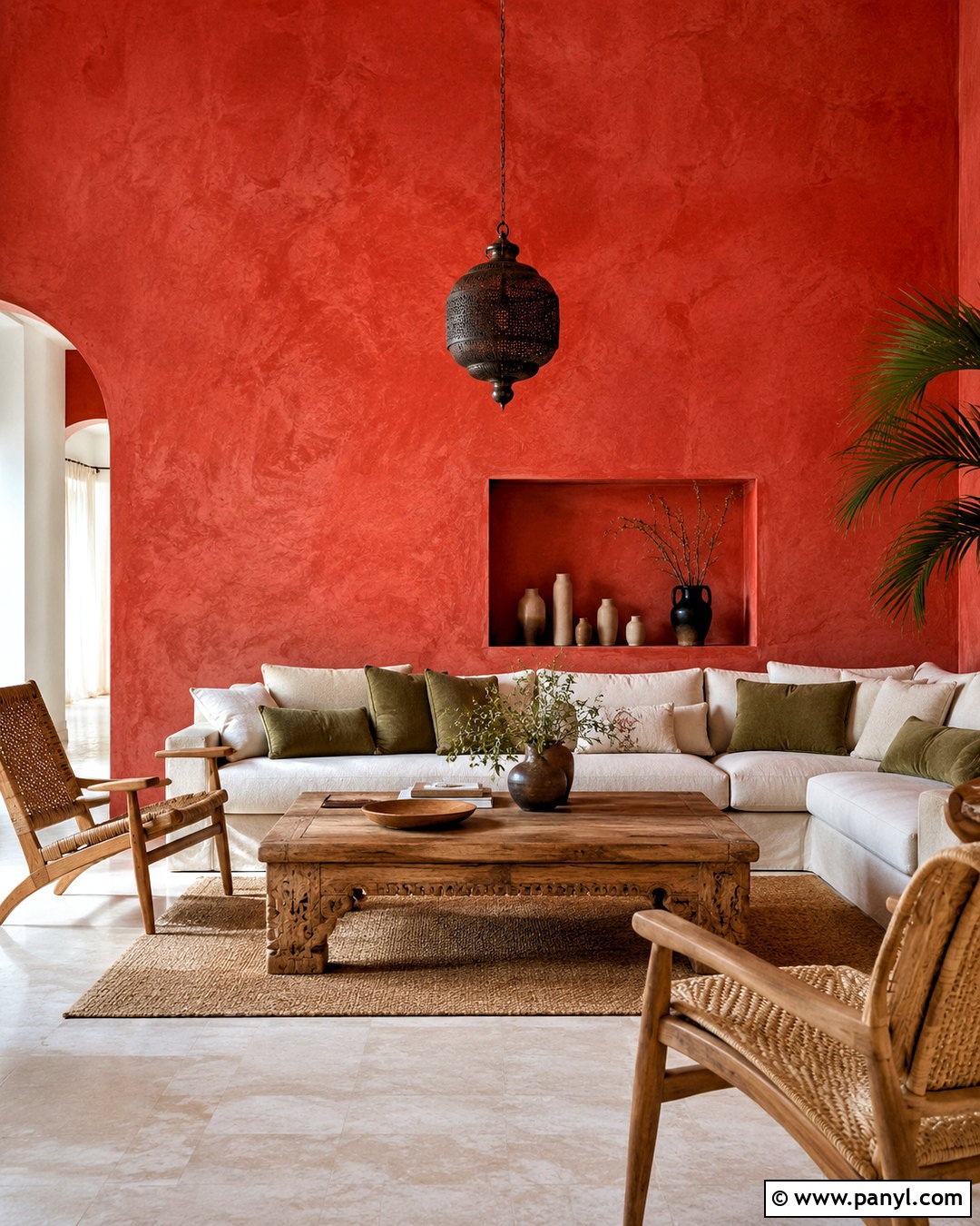 Red Mediterranean Living Room Walls - 40 Red Walls