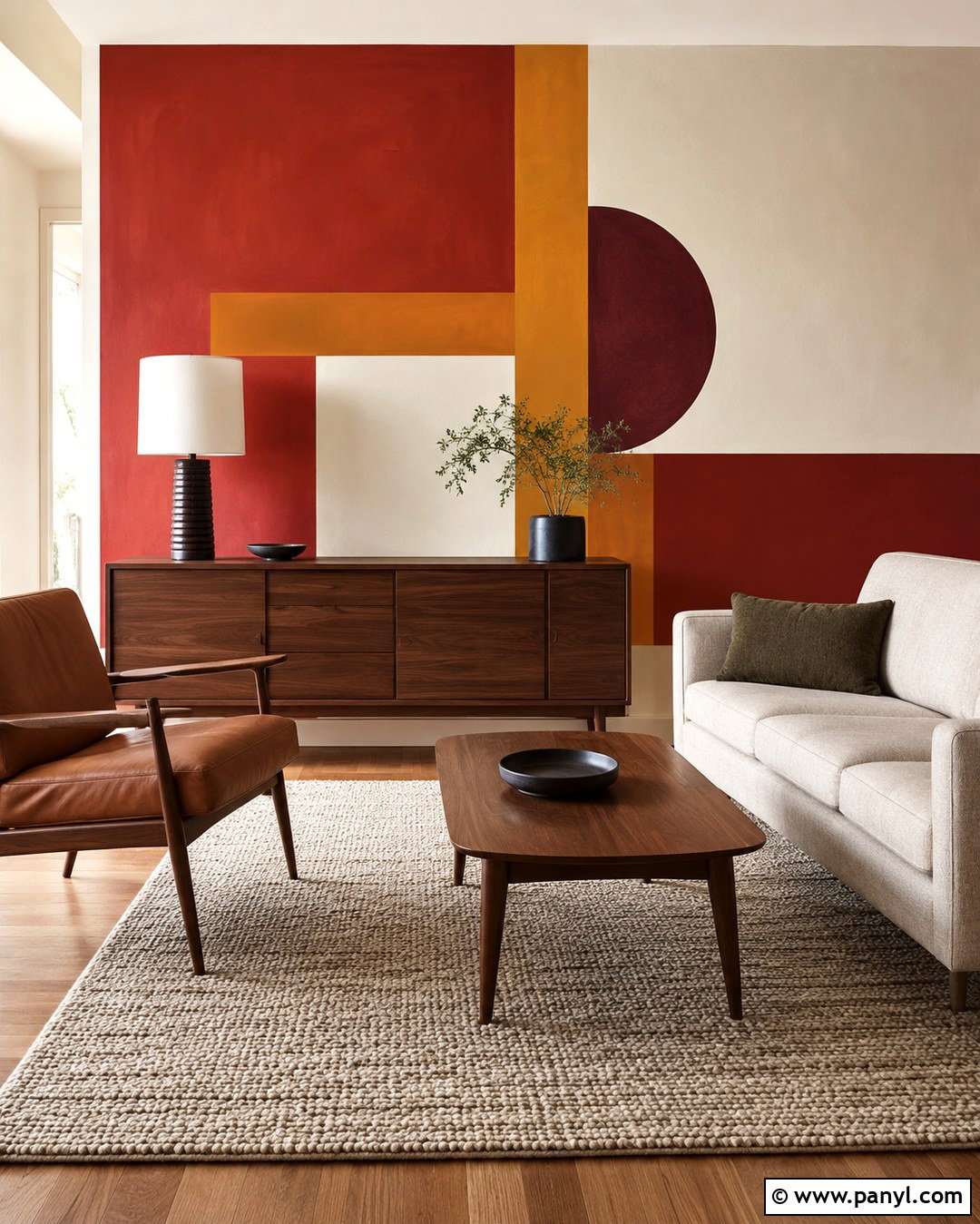 Red Midcentury Geometric Wall - 20 Geometric Wall Paint Red Ideas