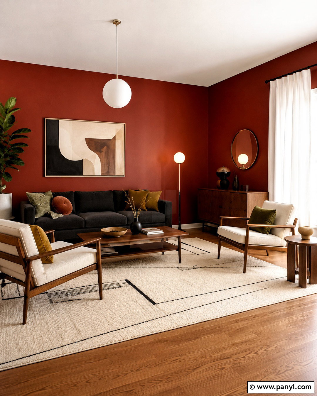 Red Midcentury Modern Walls - 40 Red Walls