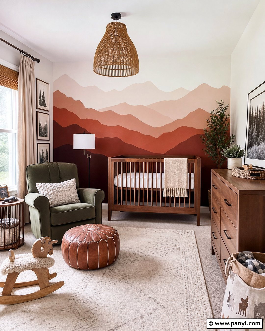 Red Mountain Mural Accent Wall Nursery - 20 Red Accent Wall Nursery Ideas