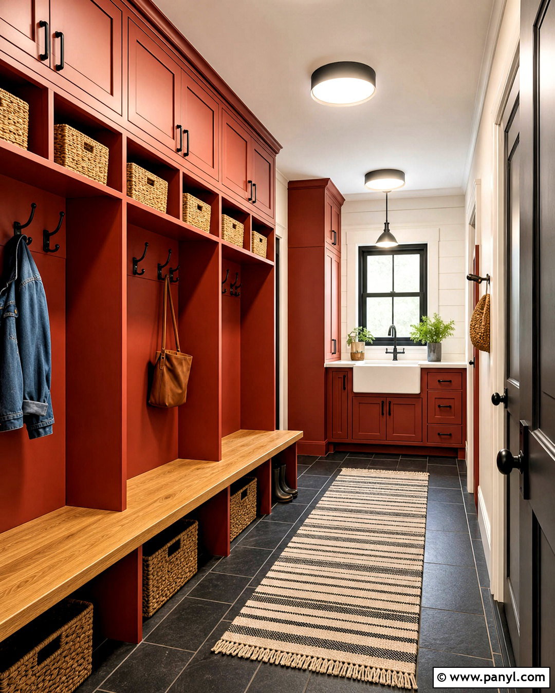 Red Mudroom With Built In Storage - 20 red house interior ideas
