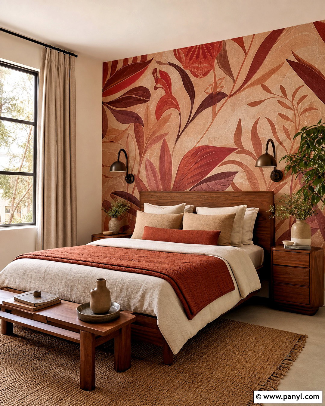 Red Mural Bedroom Wall - 20 red patterned background decor ideas