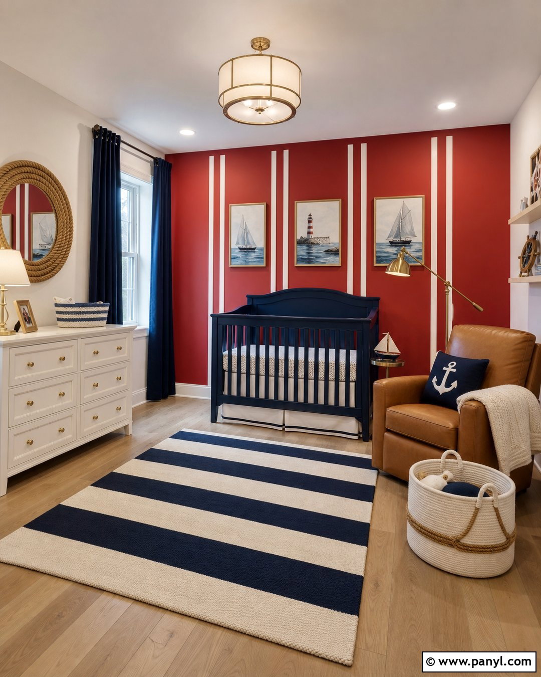 Red Nautical Accent Wall Nursery - 20 Red Accent Wall Nursery Ideas