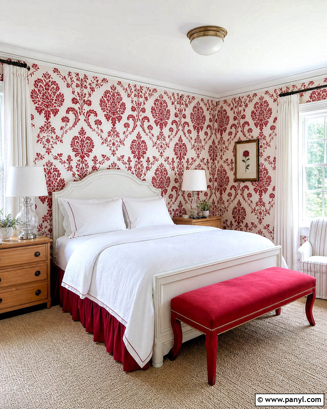 Red On White Damask Pattern - 20 red and white damask patterns