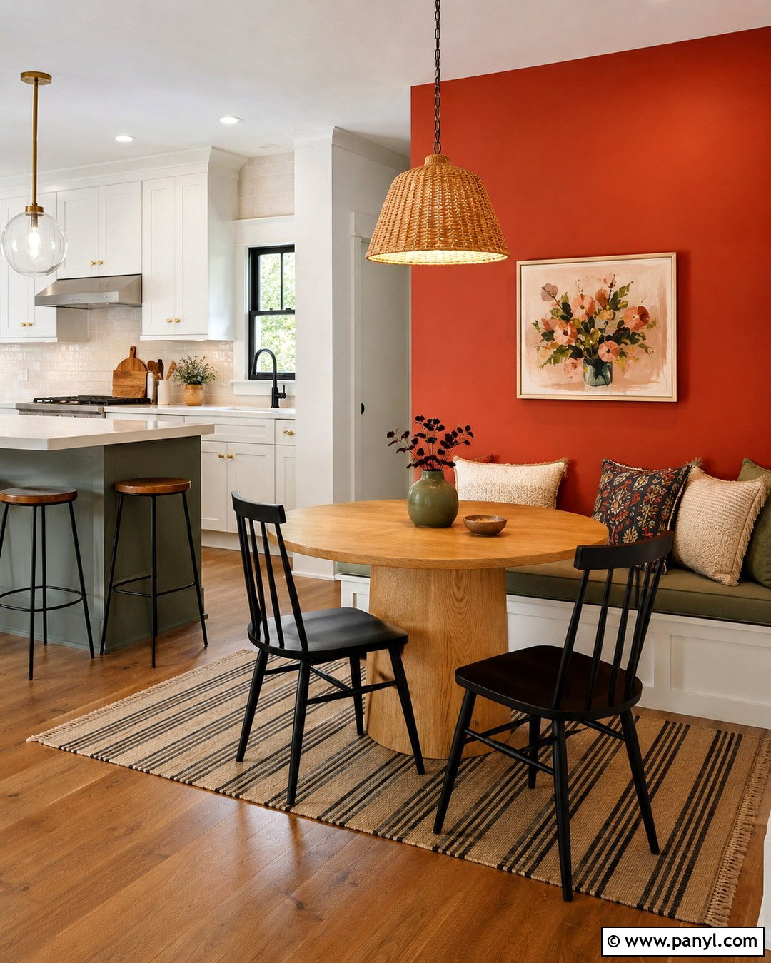 Red Orange Accent Wall Kitchen Nook - 20 Red Orange Accent Wall Ideas