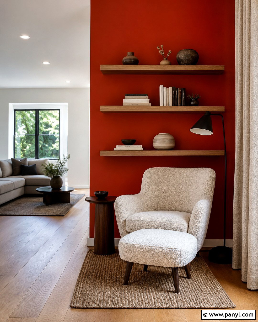 Red Orange Accent Wall Reading Nook - 20 Red Orange Accent Wall Ideas