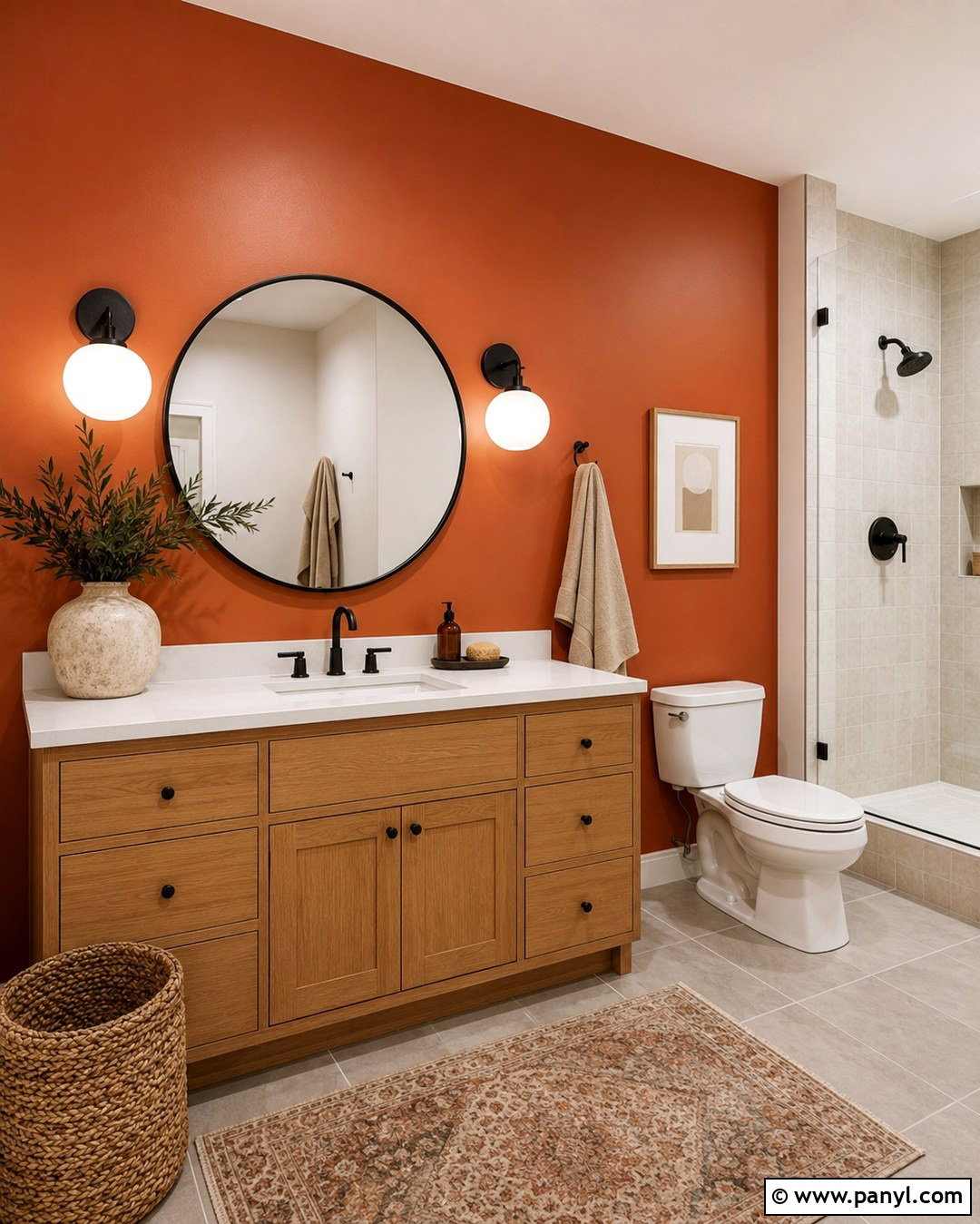 Red Orange Bathroom Accent Wall - 20 Red Orange Accent Wall Ideas