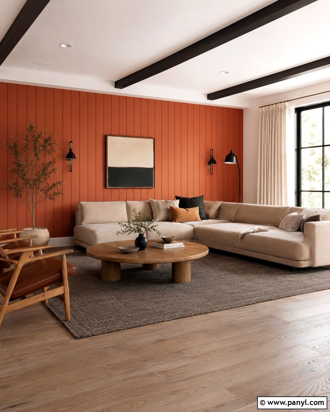 Red Orange Paneled Accent Wall - 20 Red Orange Accent Wall Ideas