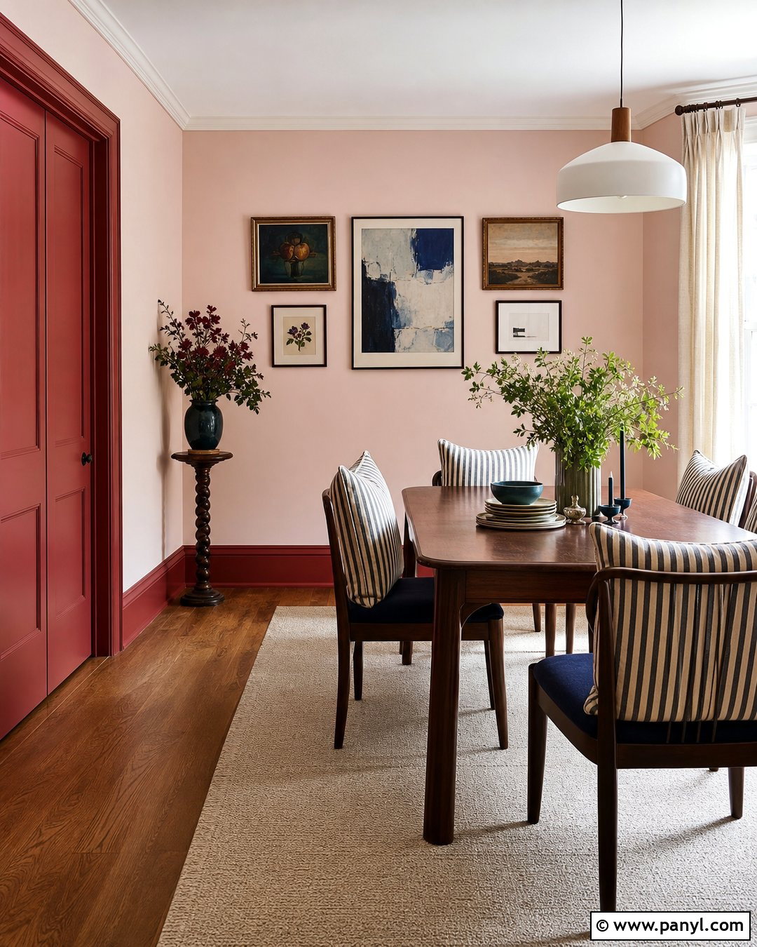 Red Painted Skirting Boards With Pale Pink Walls - 30 painted skirting boards colour ideas