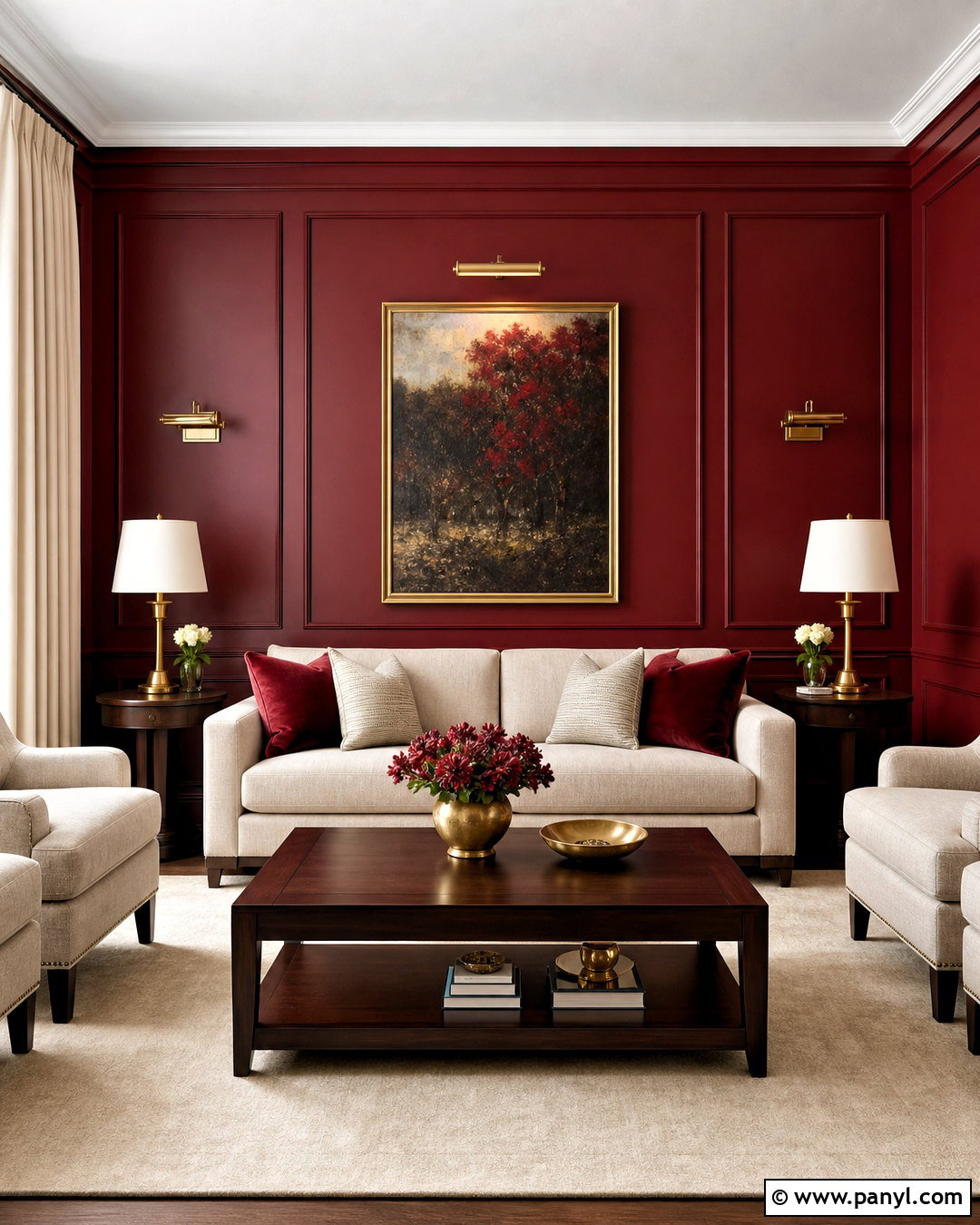 Red Paneled Accent Wall - 20 red accent wall living room ideas