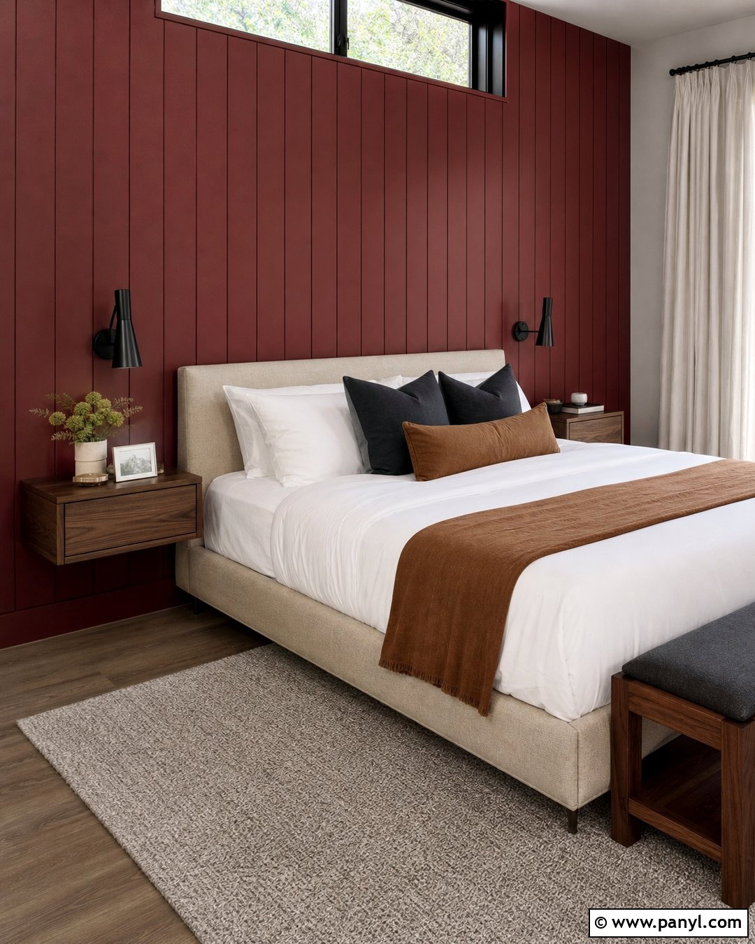 Red Paneled Bedroom Wall - 20 Red Wall Transformation Ideas