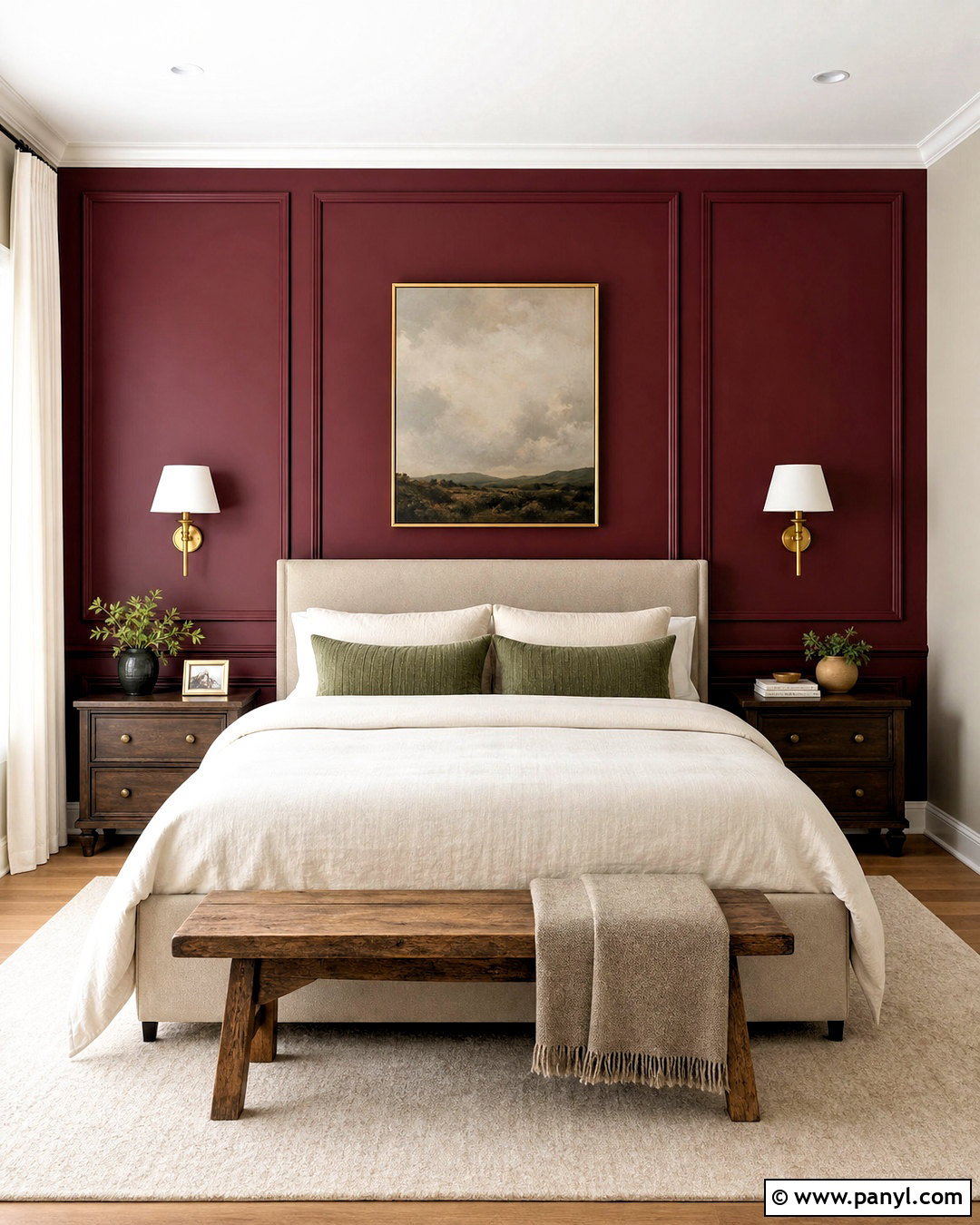 Red Paneled Bedroom Wall - 20 red wall painting ideas