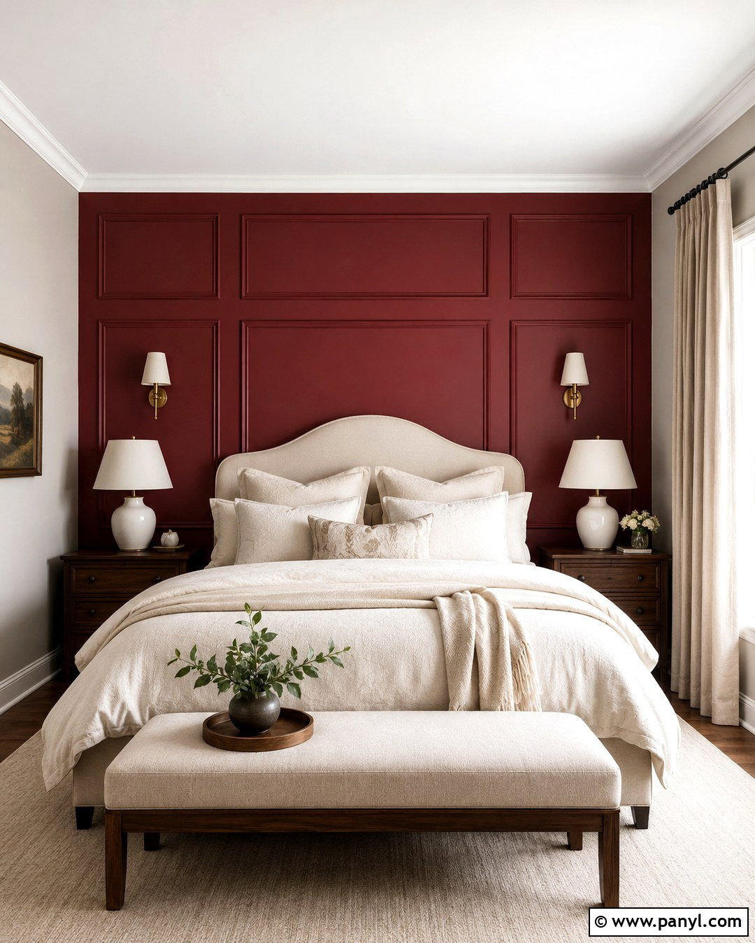 Red Paneled Bedroom Wall - 20 Red Wall Paint Ideas