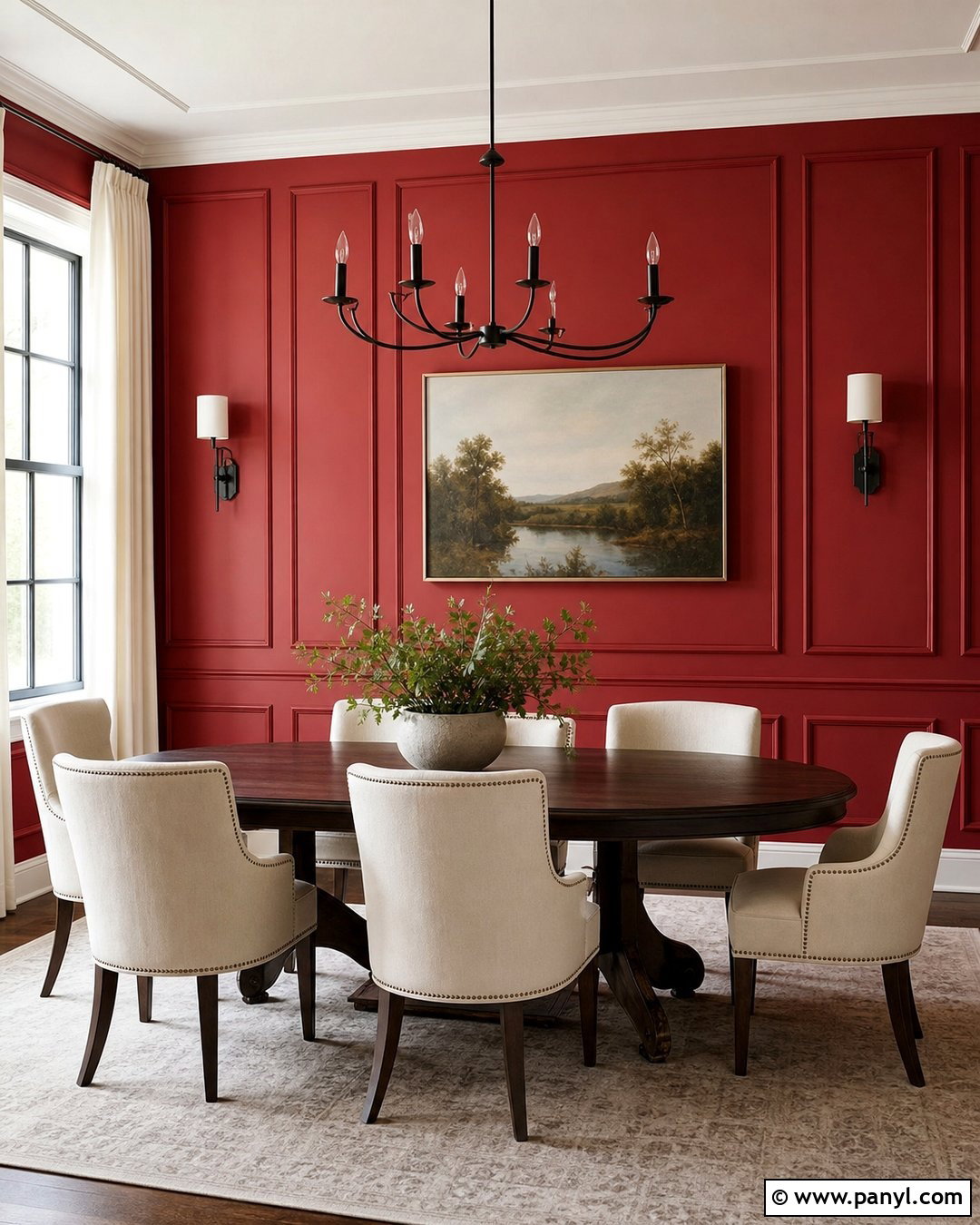 Red Paneled Feature Wall Dining Room - 35 red feature wall ideas
