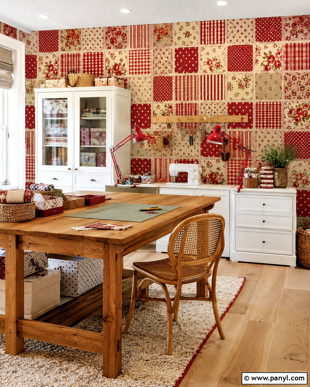 Red Patchwork Wall Pattern - 20 Vintage Red Wall Pattern Ideas