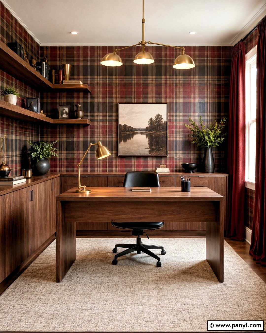Red Plaid Home Office - 20 modern red pattern ideas