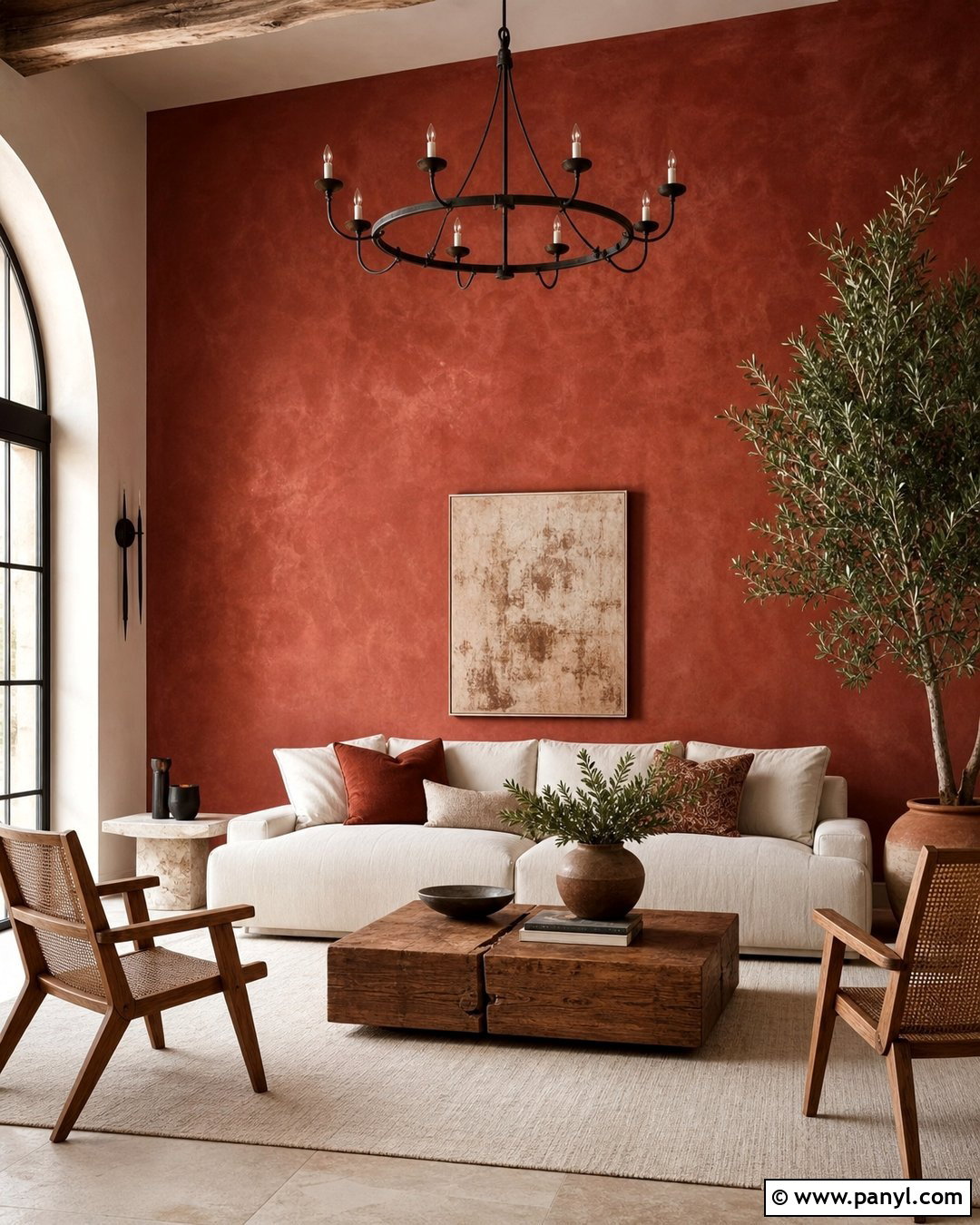 Red Plaster Feature Wall Living Room - 35 red feature wall ideas