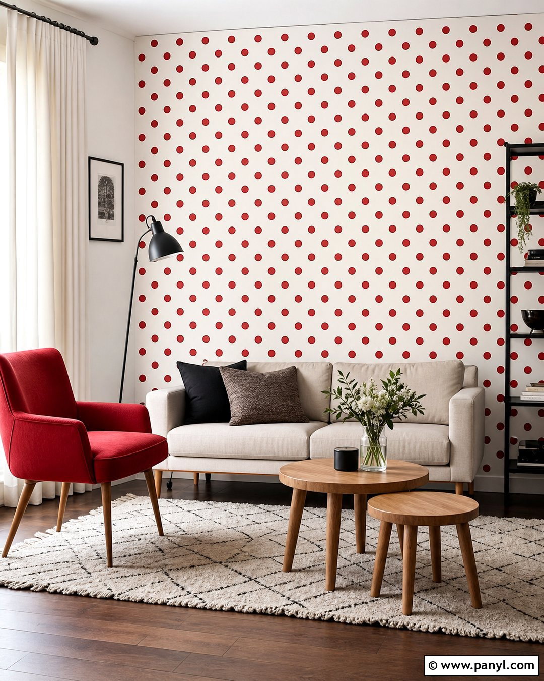 Red Polka Dot Apartment Accent Wall - 20 Red Polka Dot Wall Ideas