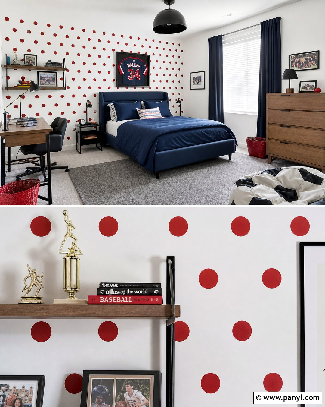 Red Polka Dot Boys Bedroom Wall - 20 Red Polka Dot Wall Ideas