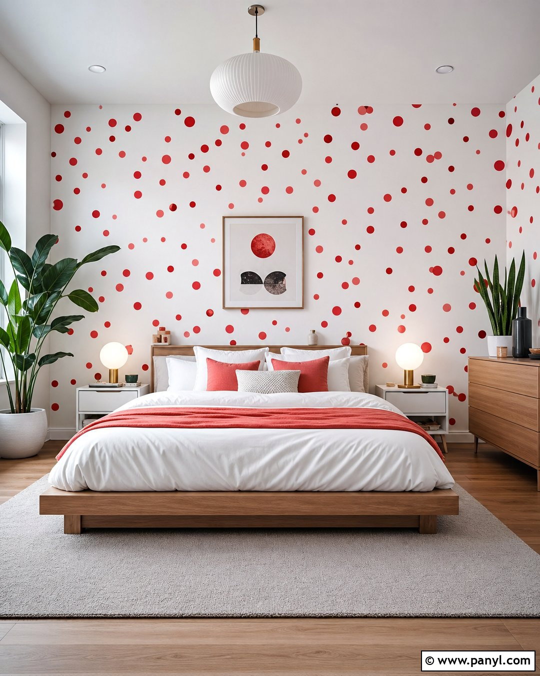Red Polka Dot Confetti Wall - 20 Red Polka Dot Wall Ideas
