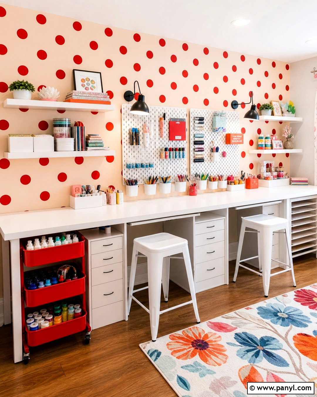 Red Polka Dot Craft Room Wall - 20 Red Polka Dot Wall Ideas