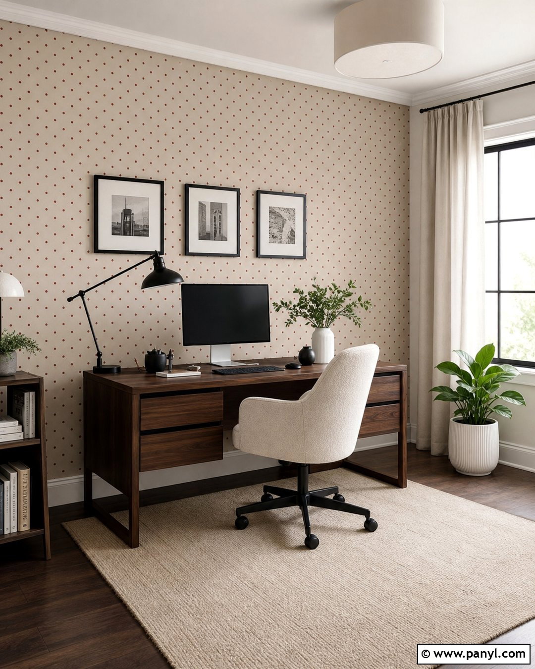 Red Polka Dot Home Office Wall - 20 Red Polka Dot Wall Ideas