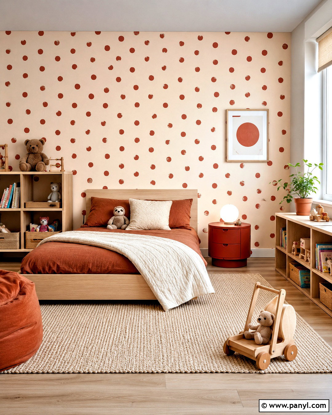 Red Polka Dot Kids Room - 20 modern red pattern ideas