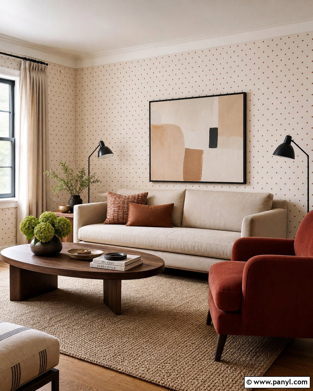 Red Polka Dot Living Room Wall - 20 Red Polka Dot Wall Ideas